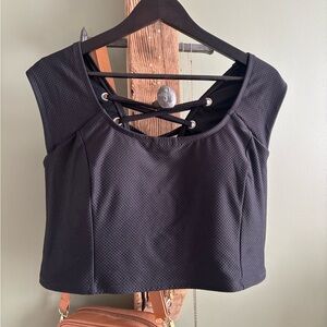 Penningtons / Black Swim Top with Crisscross Detail in Back